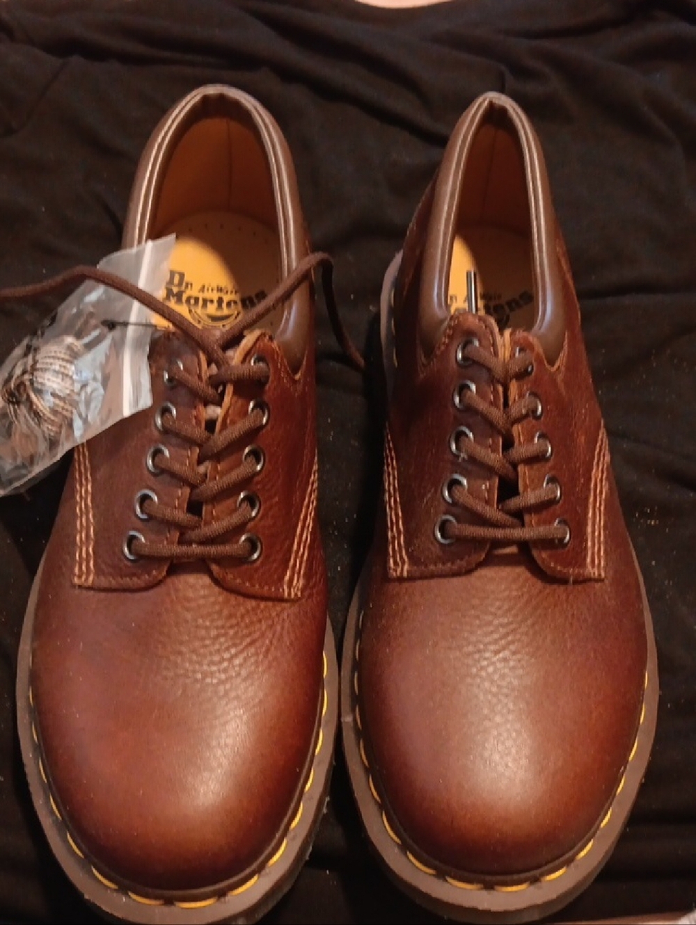 Dr. Martens Brown Leather 6-Eye Oxford with Yellow Stitching